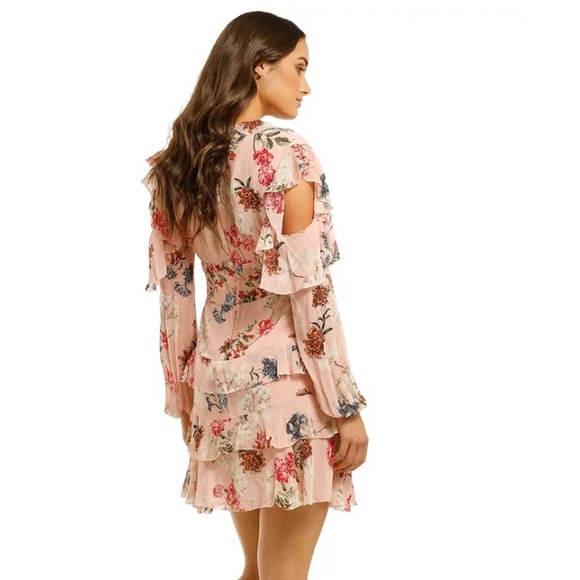 Nicholas Lilac Floral Frill Silk Mini Dress NWOT 4 - Perfect Condition - Picture 2 of 8